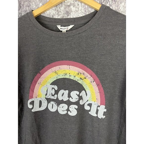 Wildfox Women's Graphic soft "Easy Does It" Charcoal Sweatshirt Sz M MSRP $108 - Picture 2 of 16